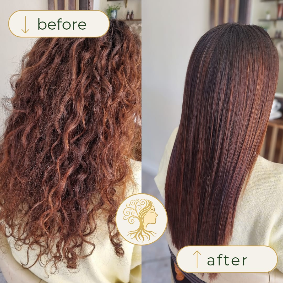 Before and after hair transformation by Rooted Hair Studio