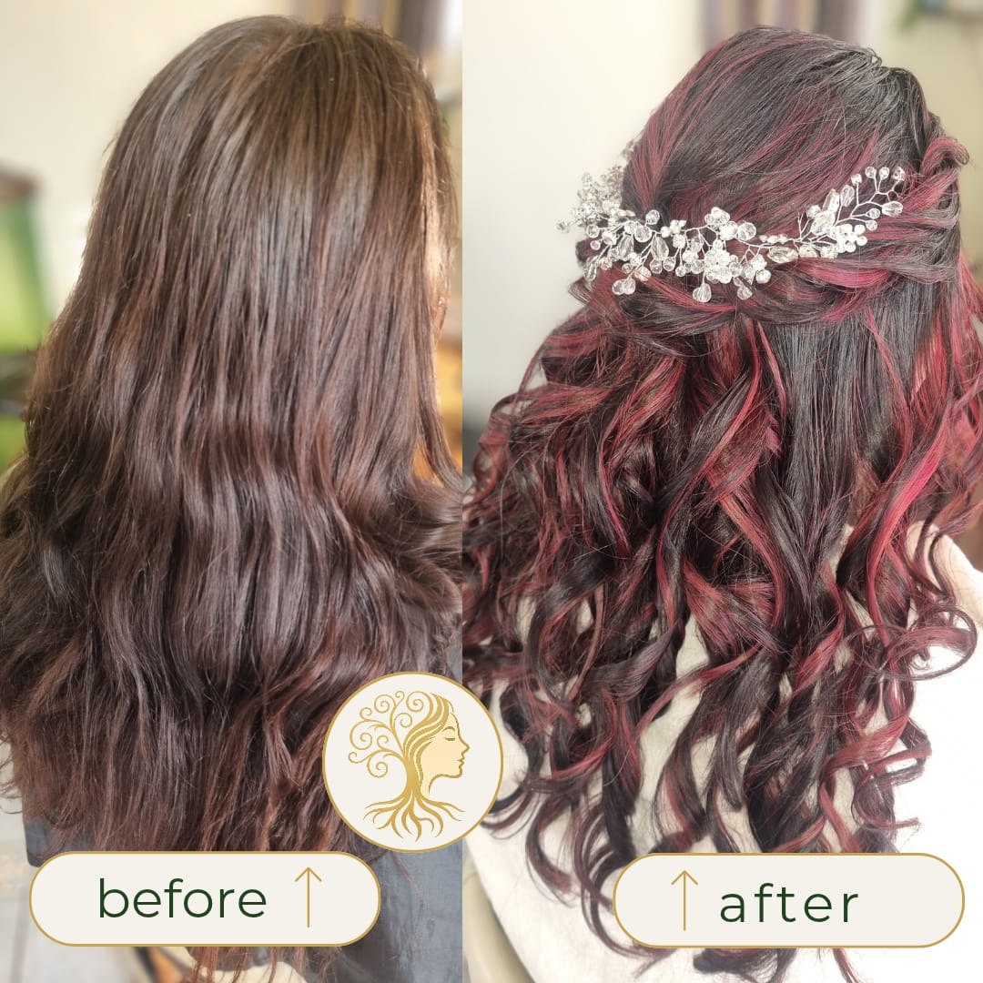 Before and after hair transformation by Rooted Hair Studio
