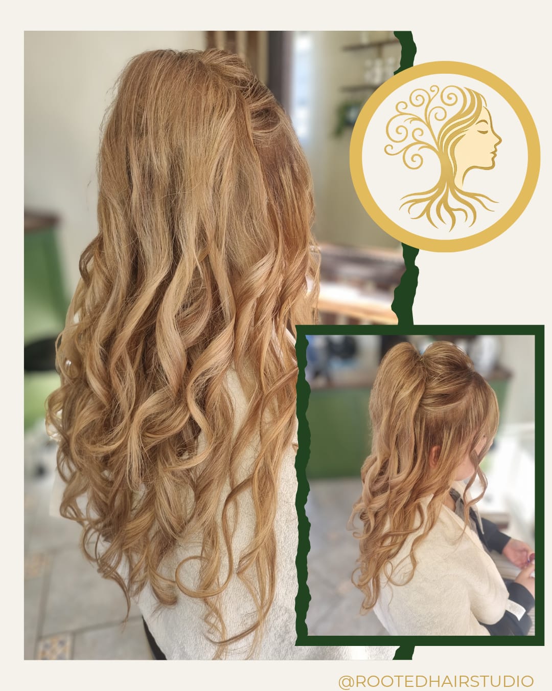 Before and after hair transformation by Rooted Hair Studio